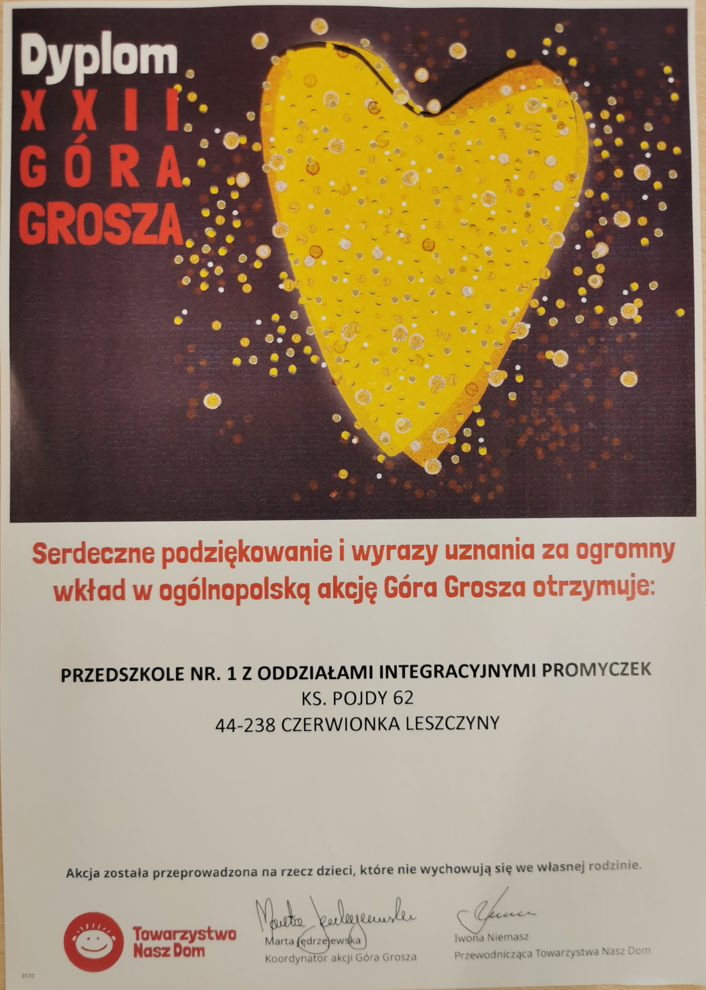 Dyplom XXII GÓRA GROSZA